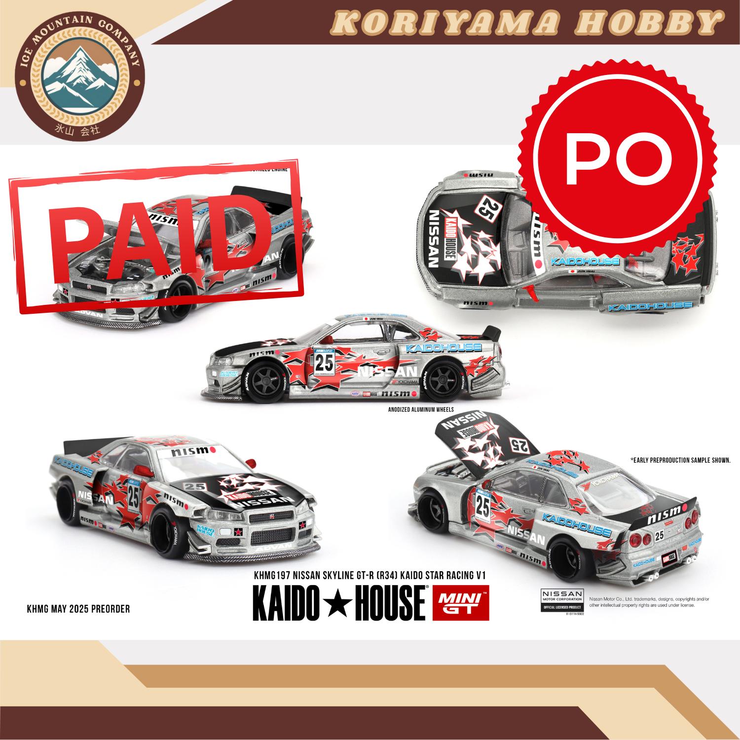 Mini GT Kaido House 197 Nissan Skyline GT-R (R34) Kaido Star Racing V1 MiniGT KHMG197