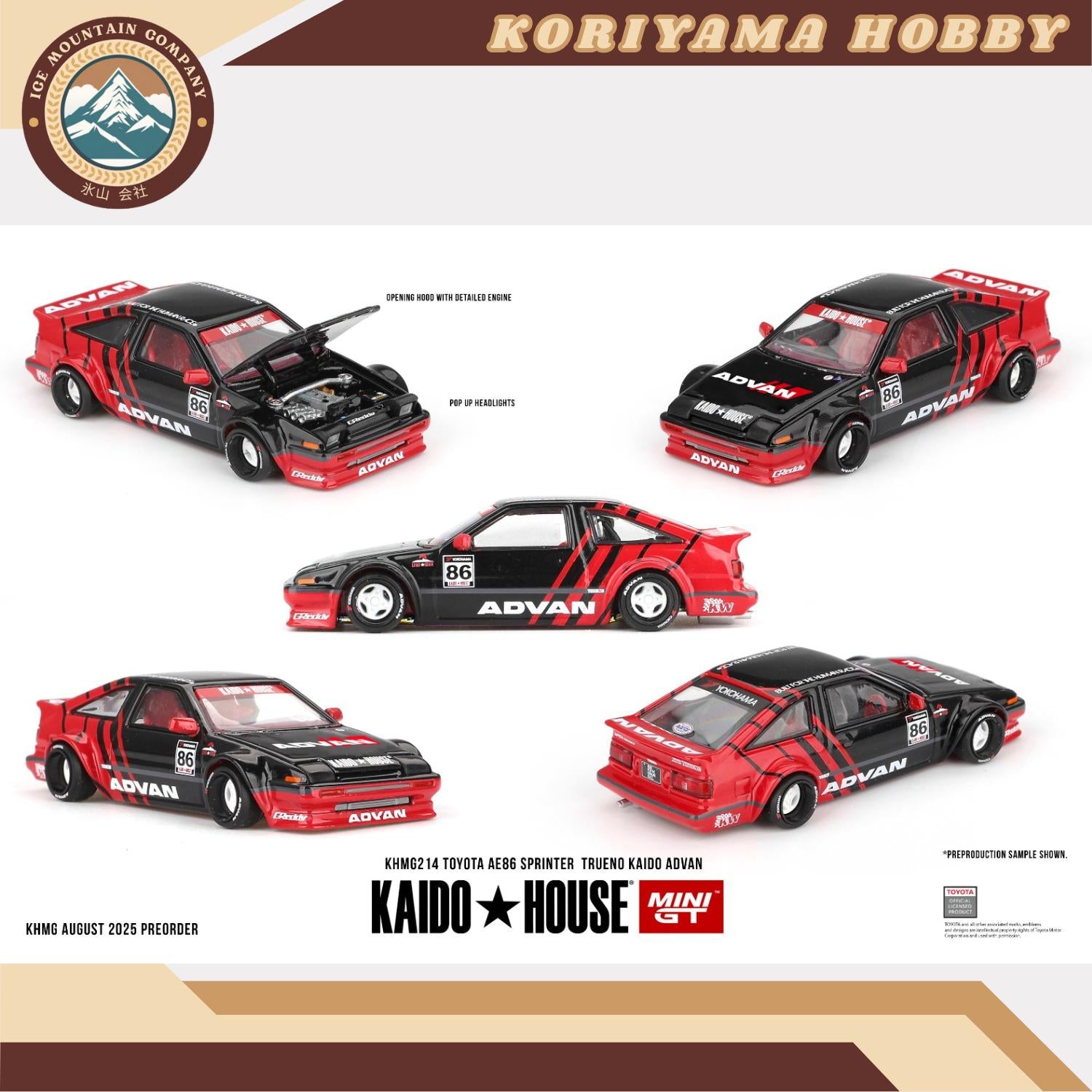 Mini GT Kaido House 214 Toyota AE86 Sprinter Trueno Kaido ADVAN Mini GT