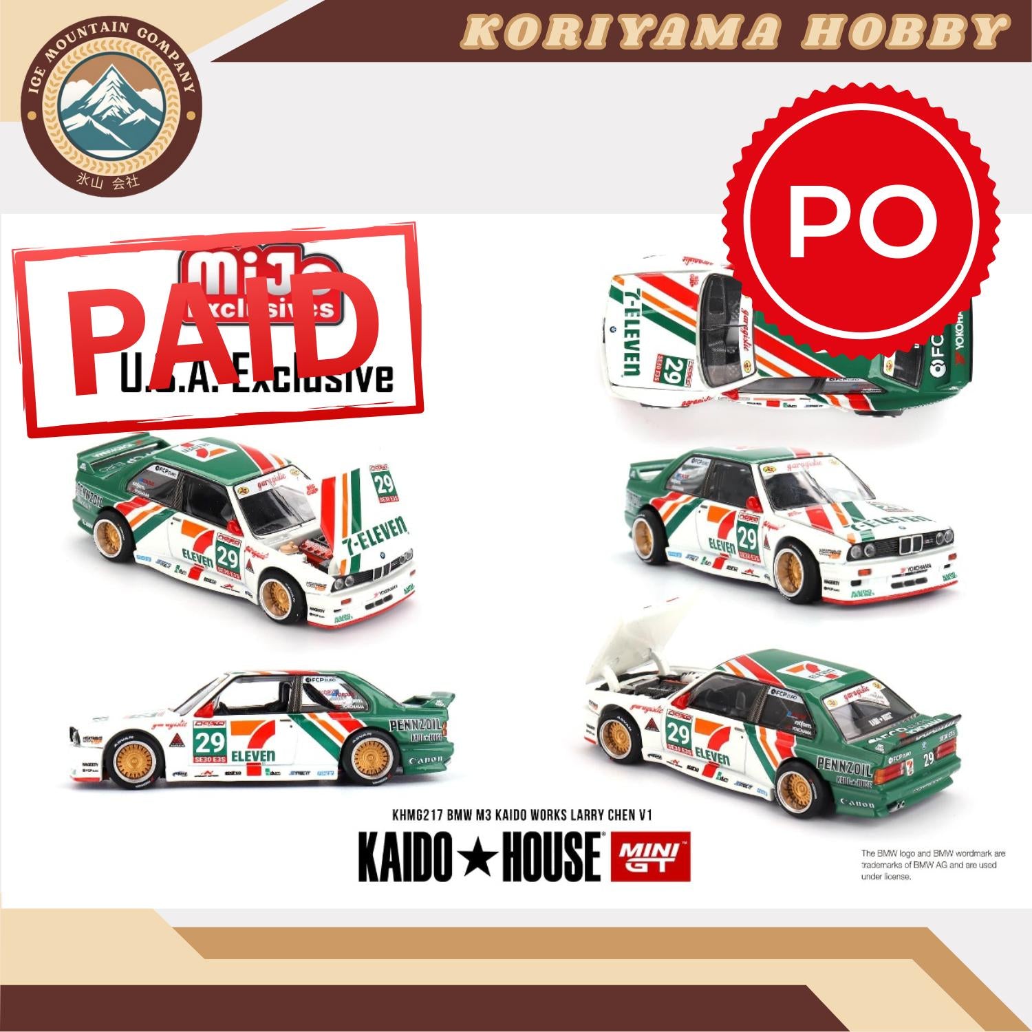 Mini GT Kaido House 217 M3 KAIDO WORKS LARRY CHEN V1 USA Exclusive MiniGT