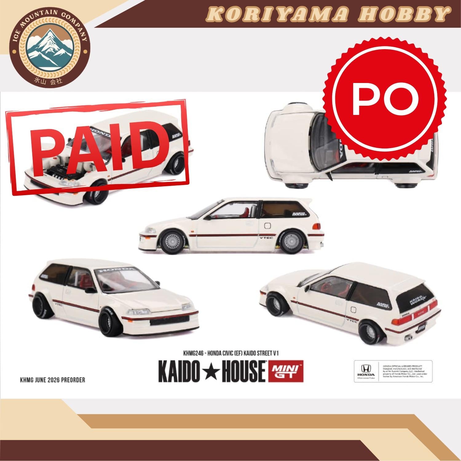 Mini GT Kaido House 246 Honda Civic (EF) Kaido Street V1 MiniGT