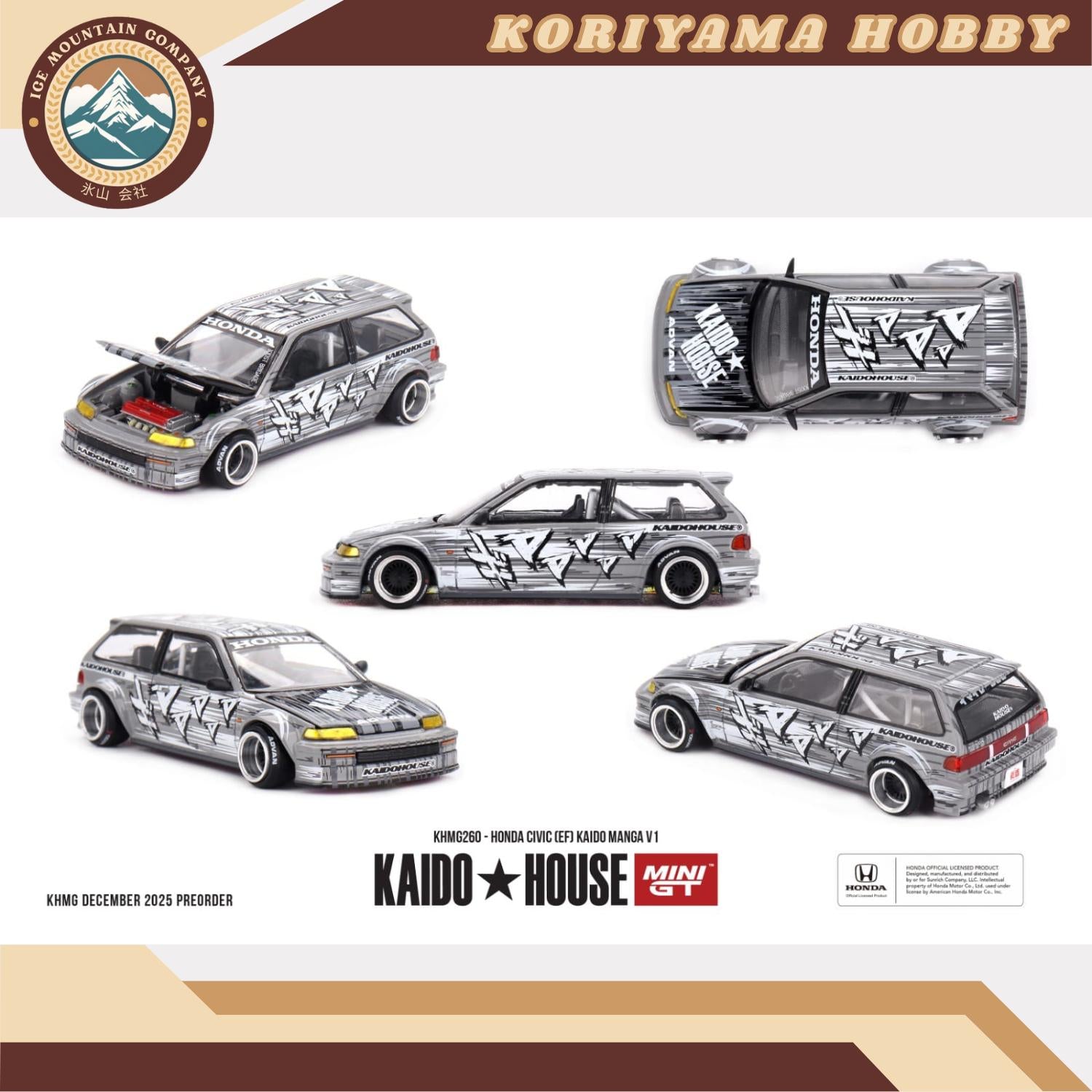 Mini GT Kaido House 260 Honda Civic (EF) Kaido Manga V1 MiniGT