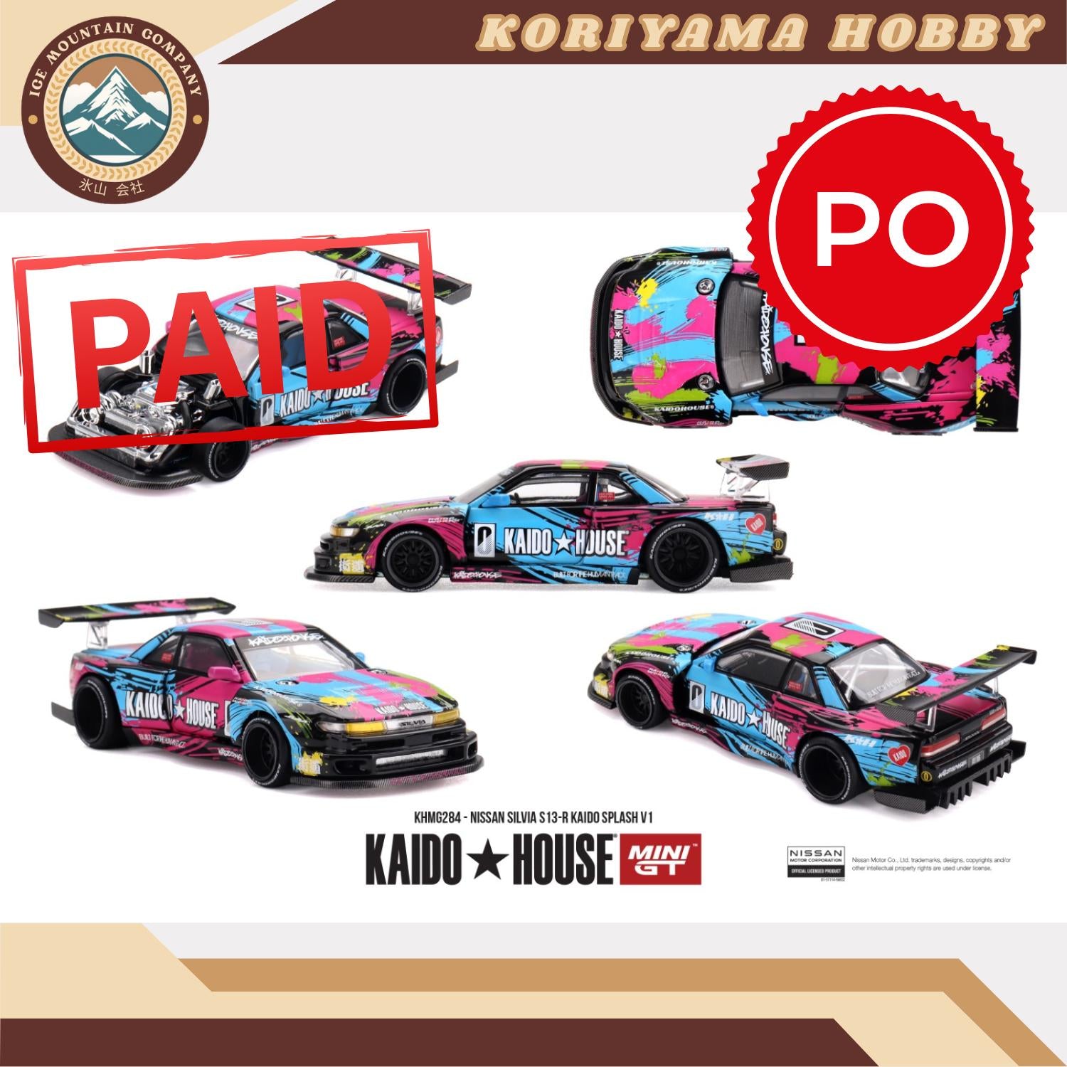 Mini GT Kaido House 284 Nissan Silvia S13-R Kaido Splash V1 MiniGT