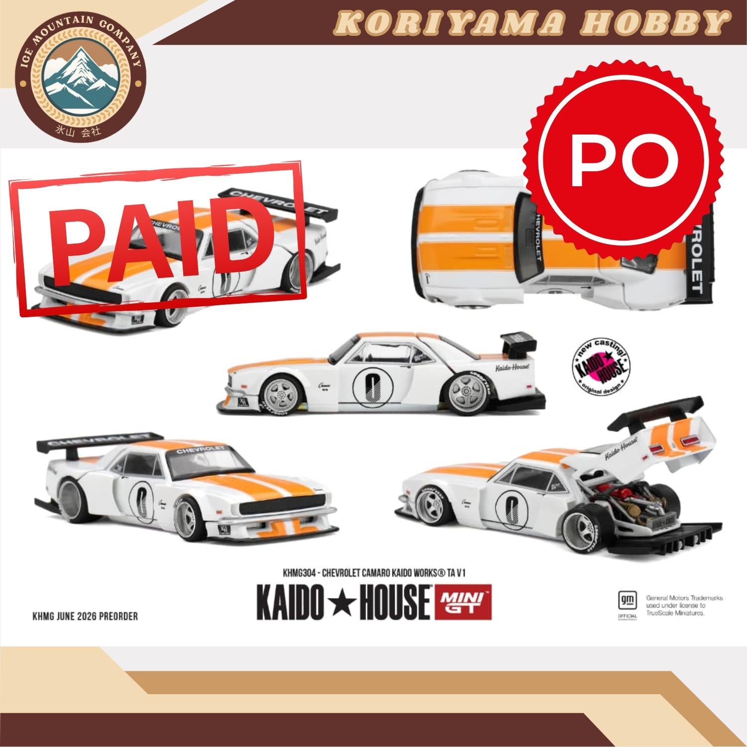 Mini GT Kaido House 304 Chevrolet Camaro KAIDO WORKS TA V1 MiniGT