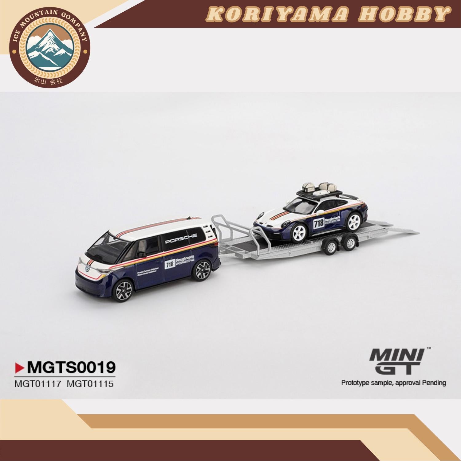 Mini GT S0019 Porsche 911 Dakar #718 / Volkswagen ID. Buzz Porsche Centrum Gelderland Roughroads Set MiniGT
