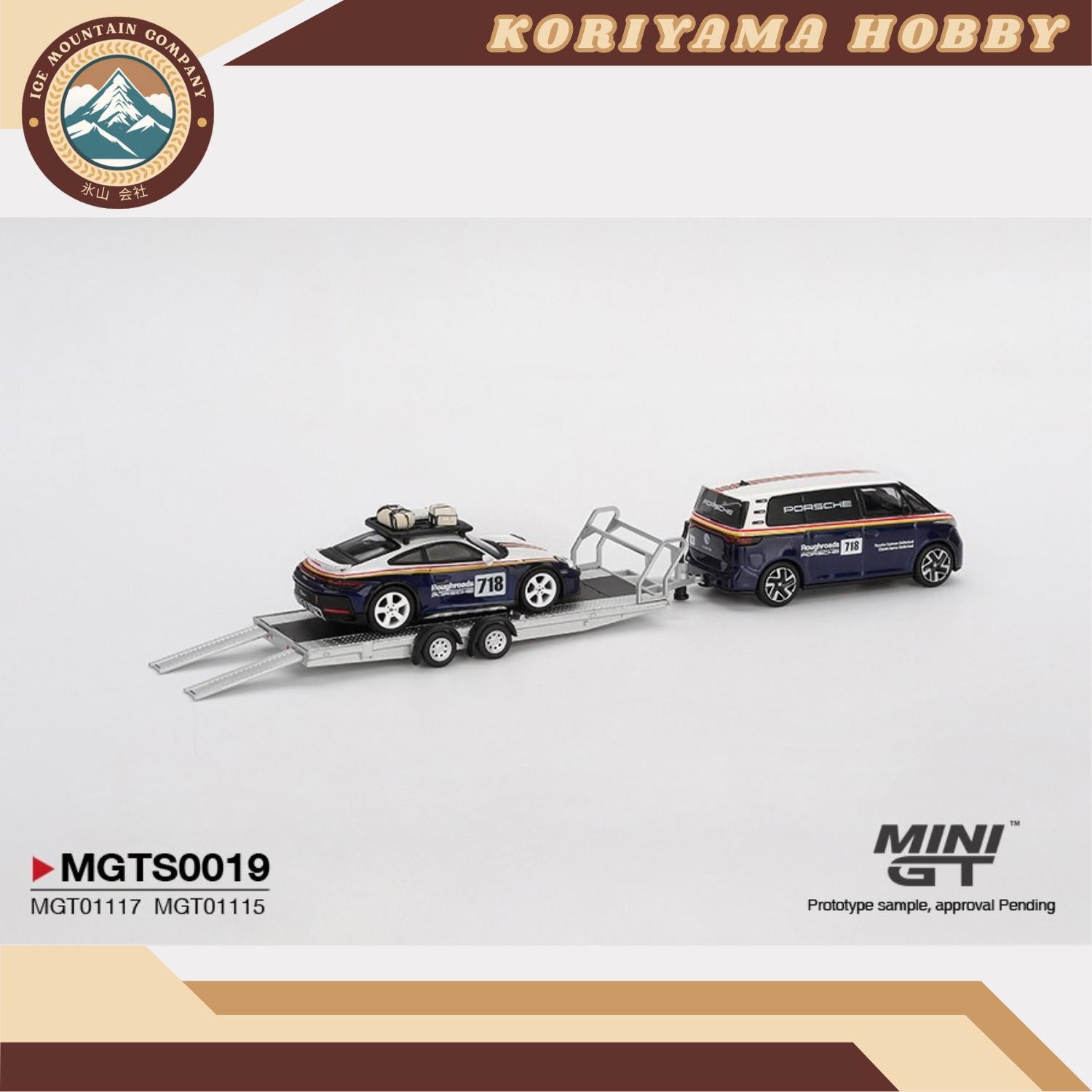 Mini GT S0019 Porsche 911 Dakar #718 / Volkswagen ID. Buzz Porsche Centrum Gelderland Roughroads Set MiniGT