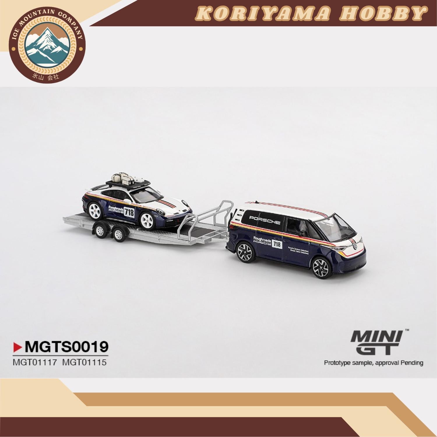 Mini GT S0019 Porsche 911 Dakar #718 / Volkswagen ID. Buzz Porsche Centrum Gelderland Roughroads Set MiniGT