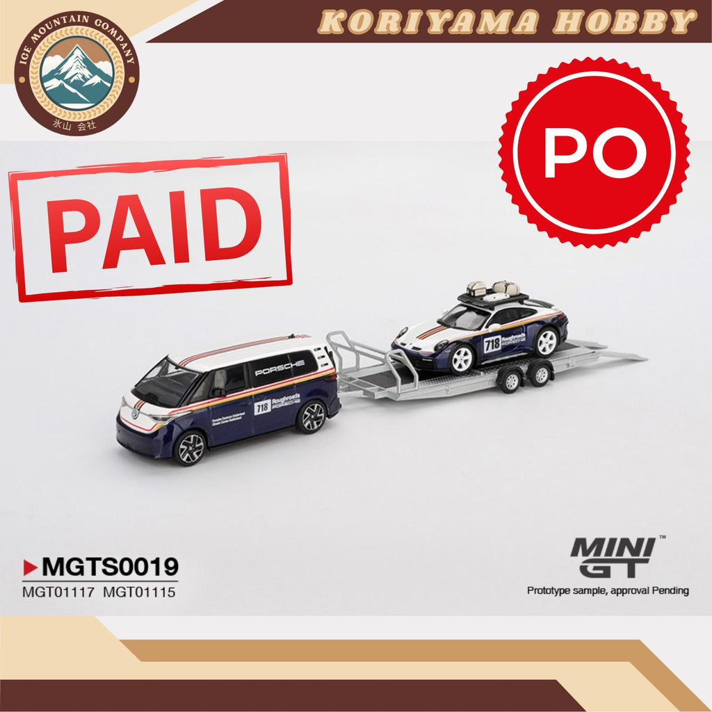Mini GT S0019 Porsche 911 Dakar #718 / Volkswagen ID. Buzz Porsche Centrum Gelderland Roughroads Set MiniGT