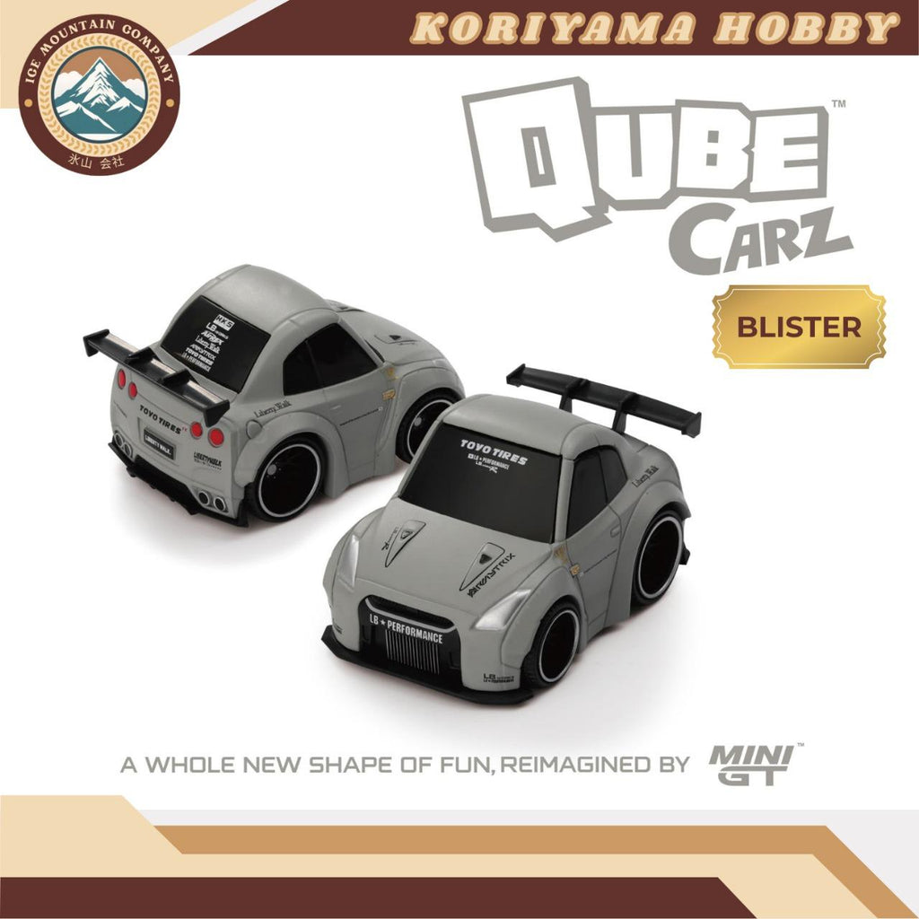 Qube Carz By Mini GT Nissan GT-R R35 LB WORKS Type 1, Rear Wing ver 1 Matte Grey QZ00201 Cube Cars M