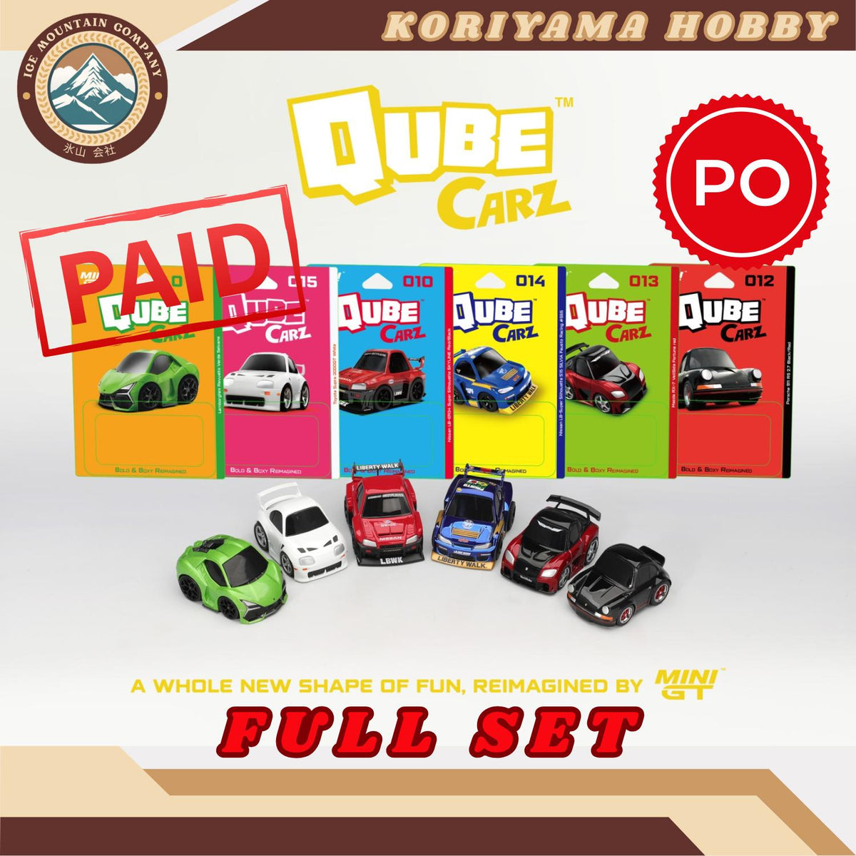 Qube Carz By Mini GT Batch 3 LBWK Liberty Walk Nissan GTR ER34 Toyota Supra Lamborghini Porsche åçCube Cars MiniGT Choro