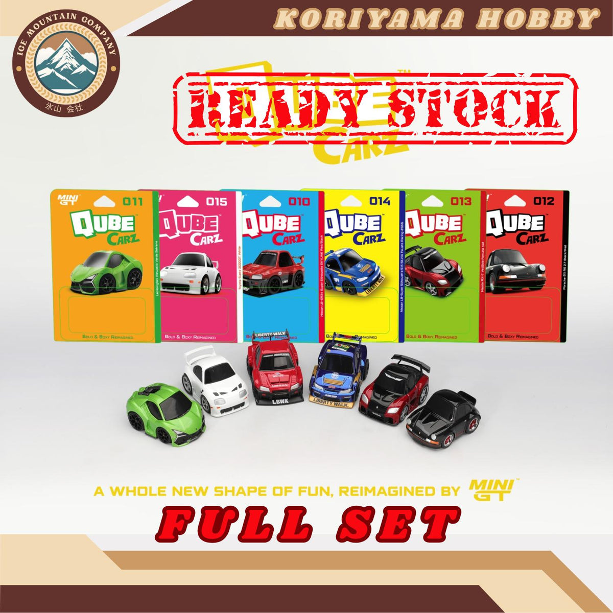 Qube Carz By Mini GT Batch 3 LBWK Liberty Walk Nissan GTR ER34 Toyota Supra Lamborghini Porsche åçCube Cars MiniGT Choro