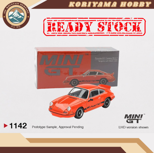 Mini GT 1142 Porsche 911 Carrera RS 2.7 Tangerine with Black Livery MiniGT