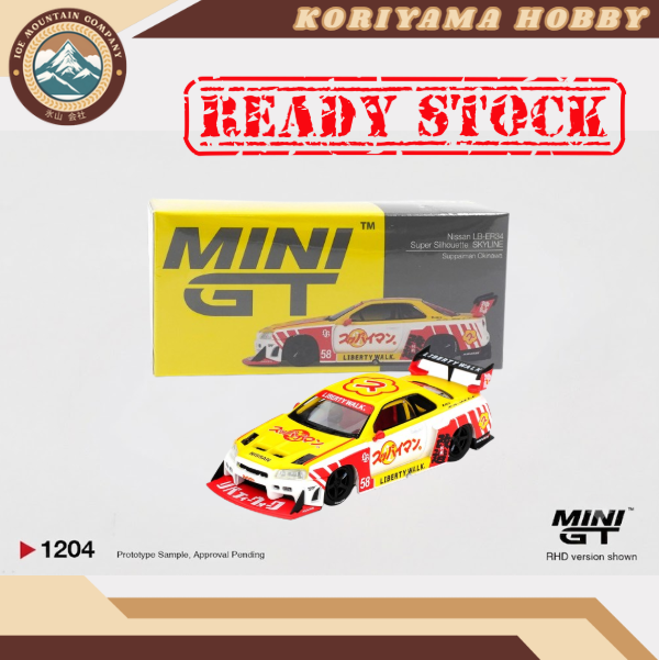 Mini GT 1204 Nissan LB-ER34 Super Silhouette  SKYLINE Suppaiman Okinawa Box / Blister packaging MiniGT