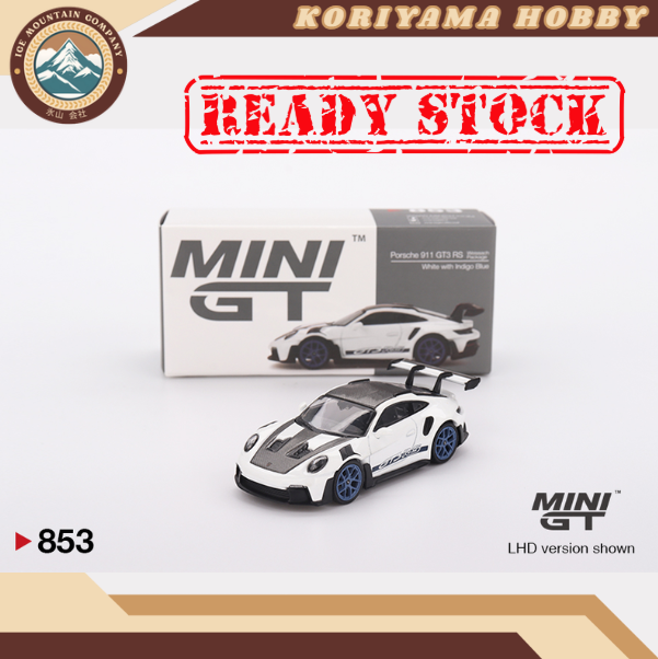 Mini GT 853 Porsche 911 (992) GT3 RS Weissach Package White with Indigo Blue MiniGT